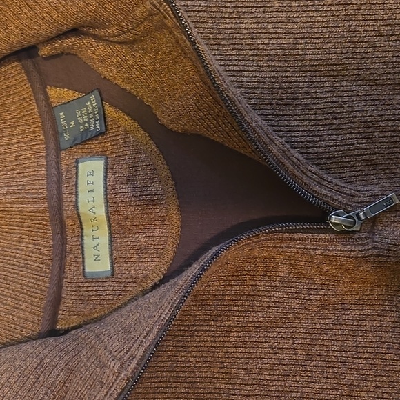 Naturalife mens 1/4 zip cotton sweater, medium, copper color - Picture 2 of 3